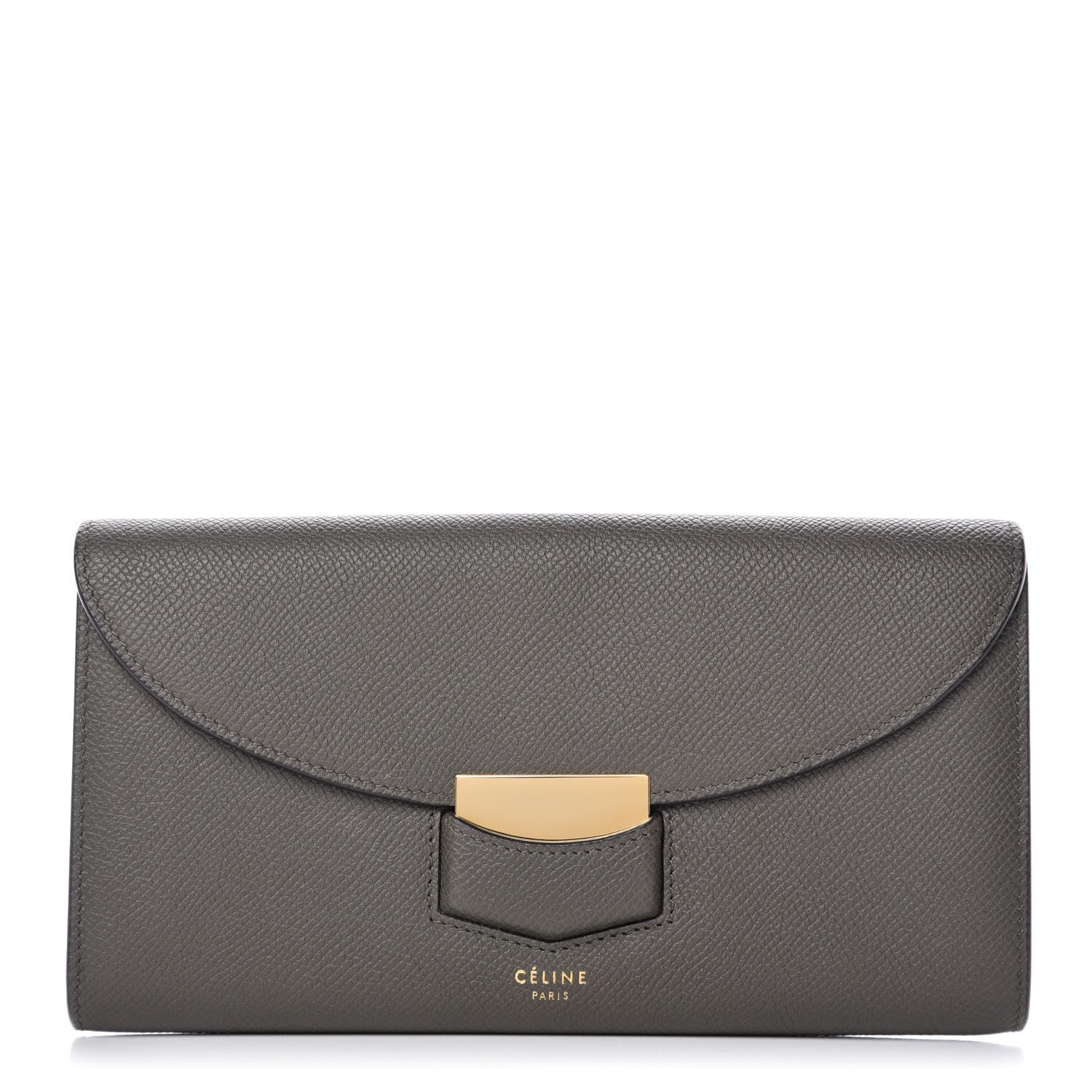 Celine Grained Calfskin Large Trotteur Multifunction Flap Wallet Grey 1 of 8