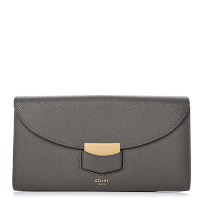 Celine Grained Calfskin Large Trotteur Multifunction Flap Wallet Grey 1 of 8