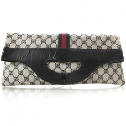 Gucci Monogram Fold Over Clutch Navy 1 of 8