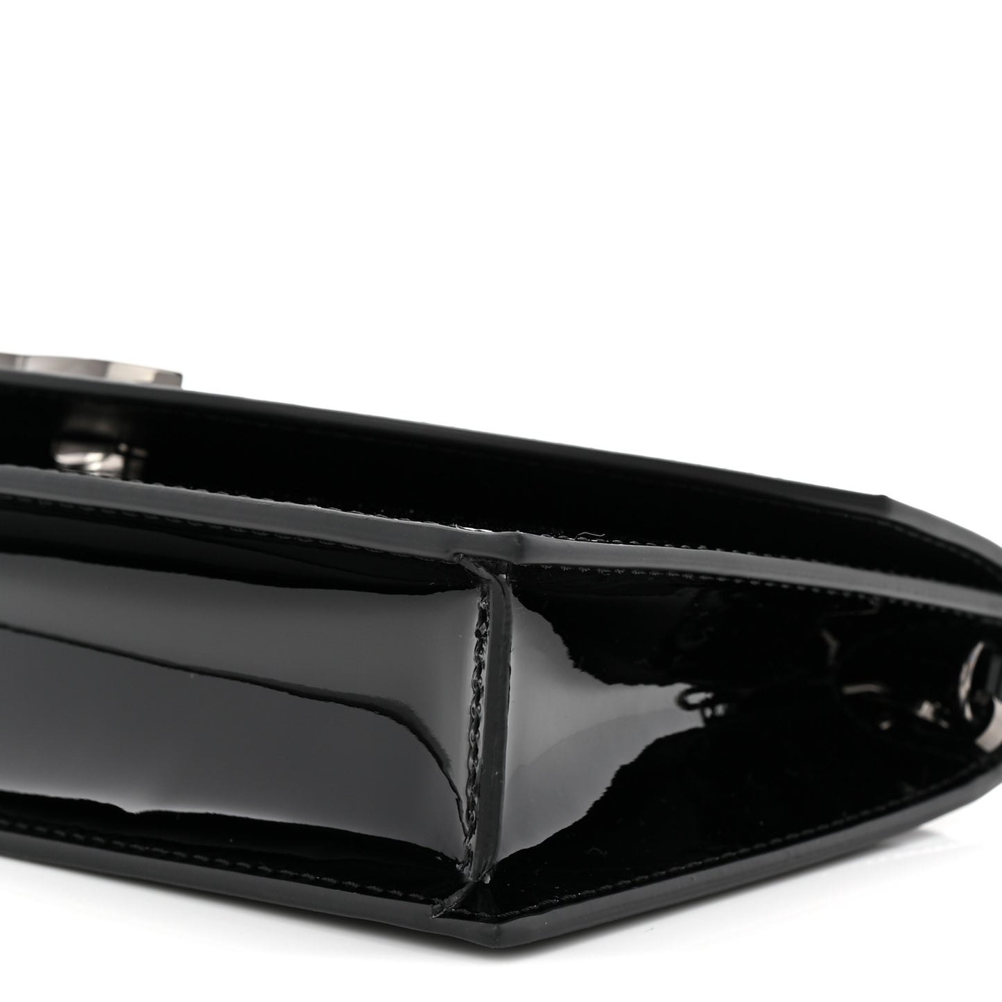 Patent Calfskin Loubi54 Crossbody Clutch Black