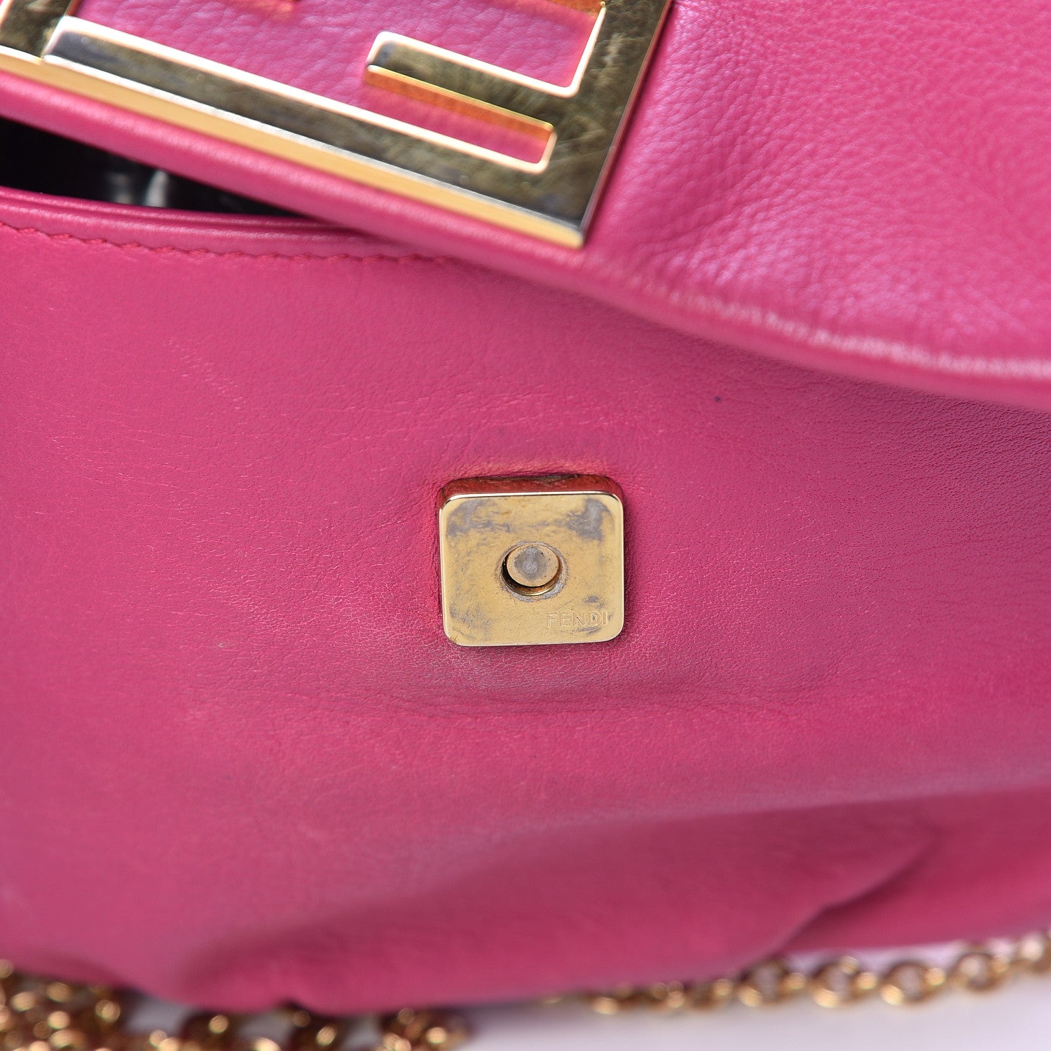 Fendi Vitello Flamingo Fendista Pouchette Crossbody Lampone 9 of 19