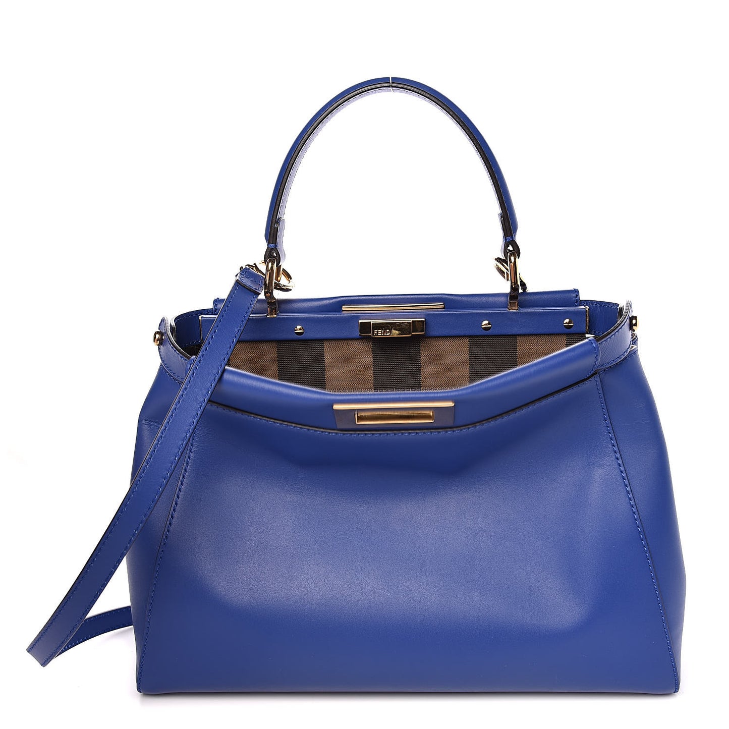 Vitello Morgan Fabric Jacquard Pequin Medium Peekaboo Iconic Satchel Blue Neon Tobacco