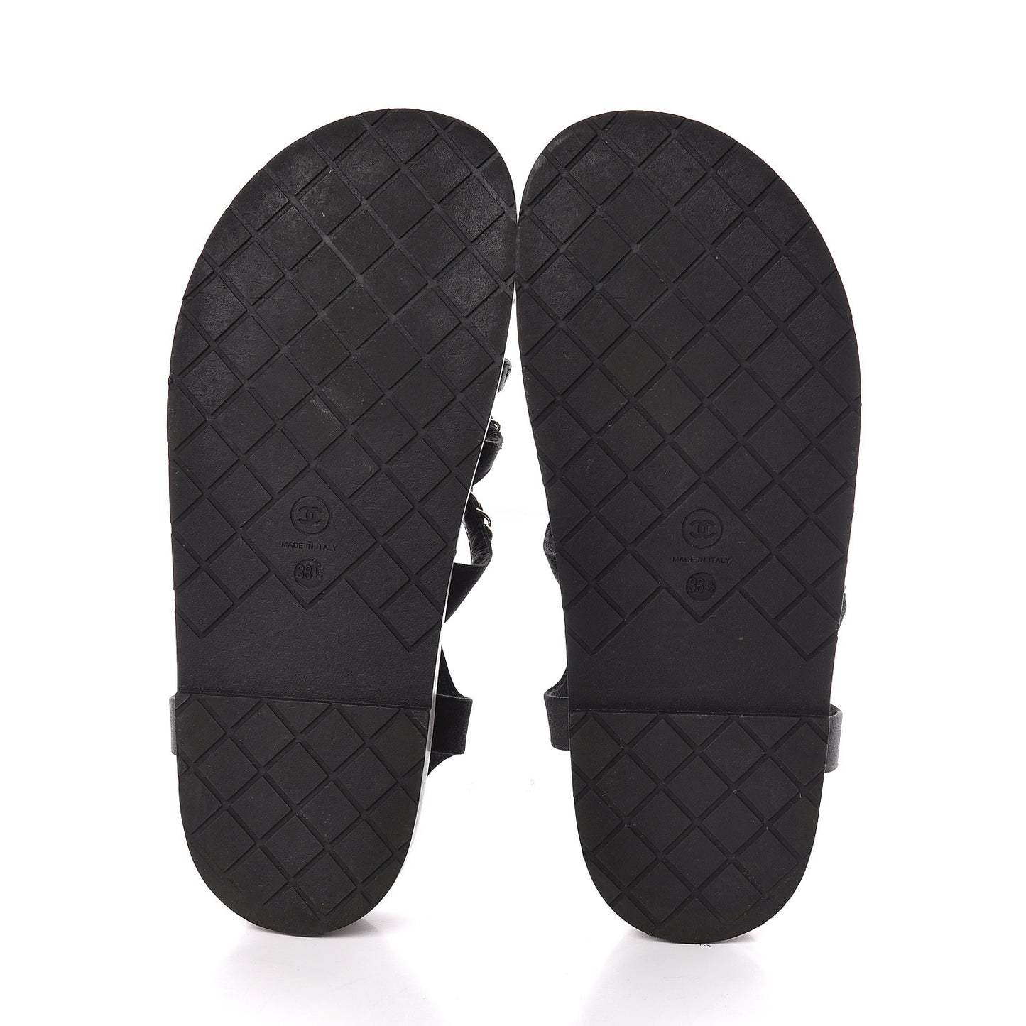Satin Chain Flat Sandals 38.5 Black