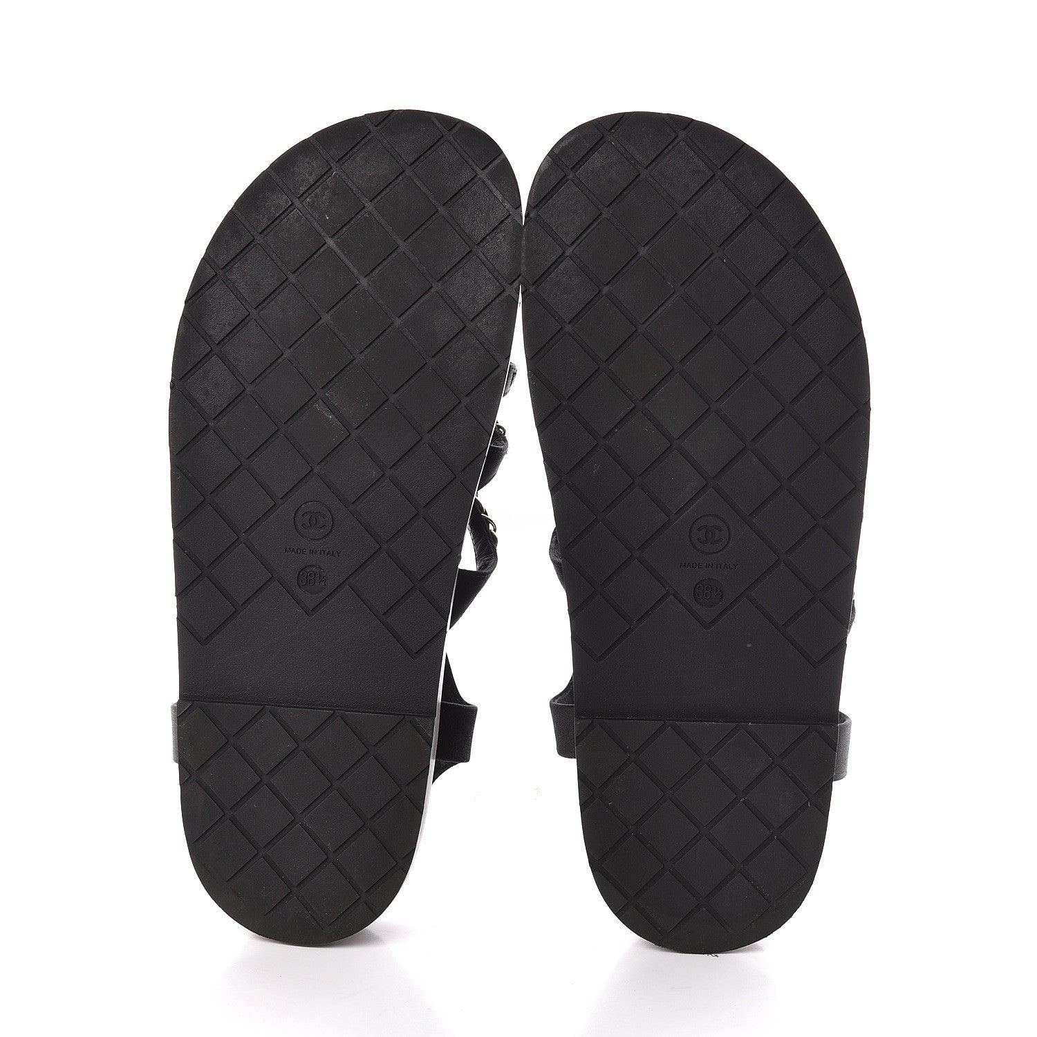 Chanel Satin Chain Flat Sandals 38.5 Black 5 of 7