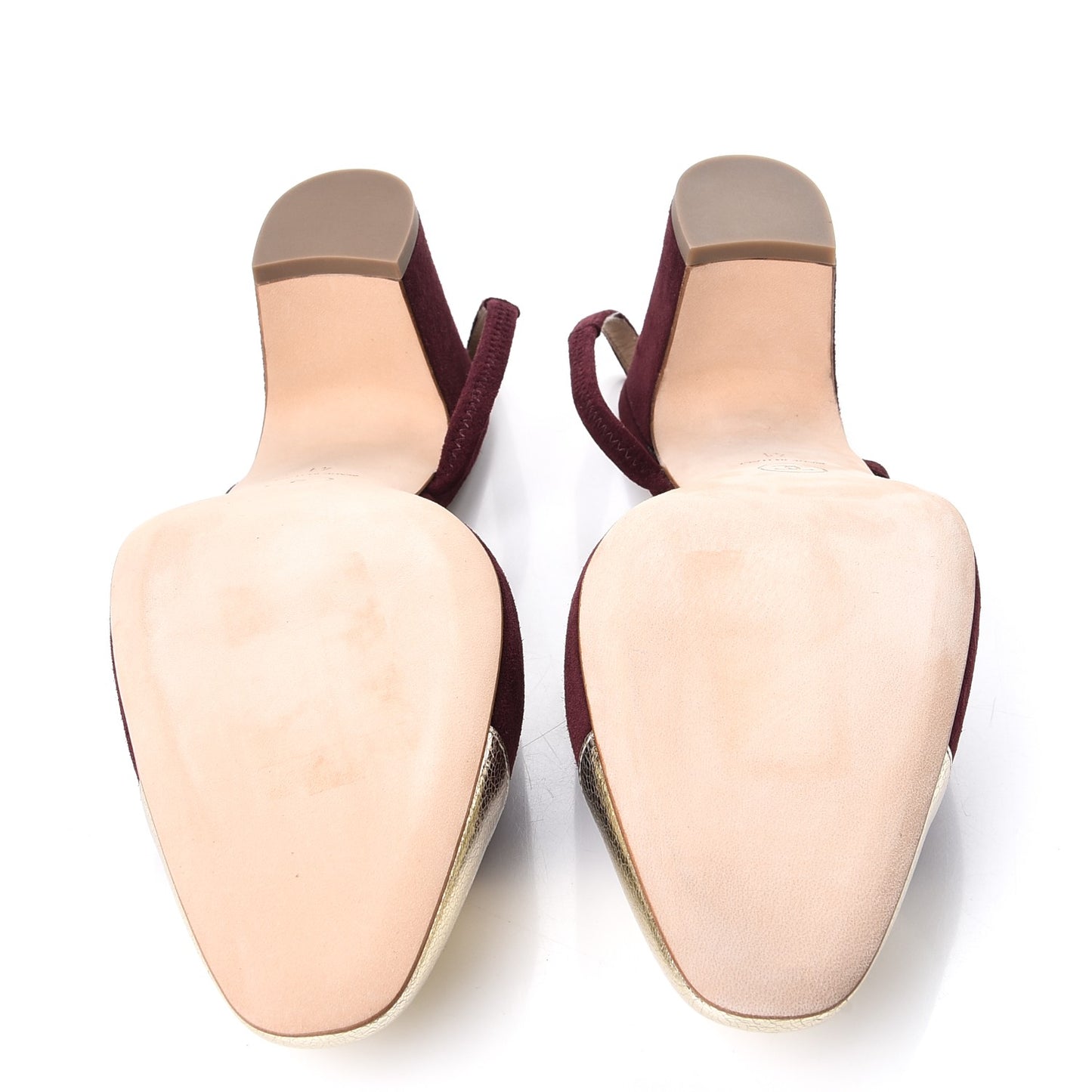 Kid Suede Metallic Lambskin Cap Toe CC Slingback Sandals 41 Burgundy Gold