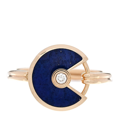 Cartier 18K Yellow Gold Diamond Lapis Lazuli Amulette de Cartier Ring 49 5 1 of 6