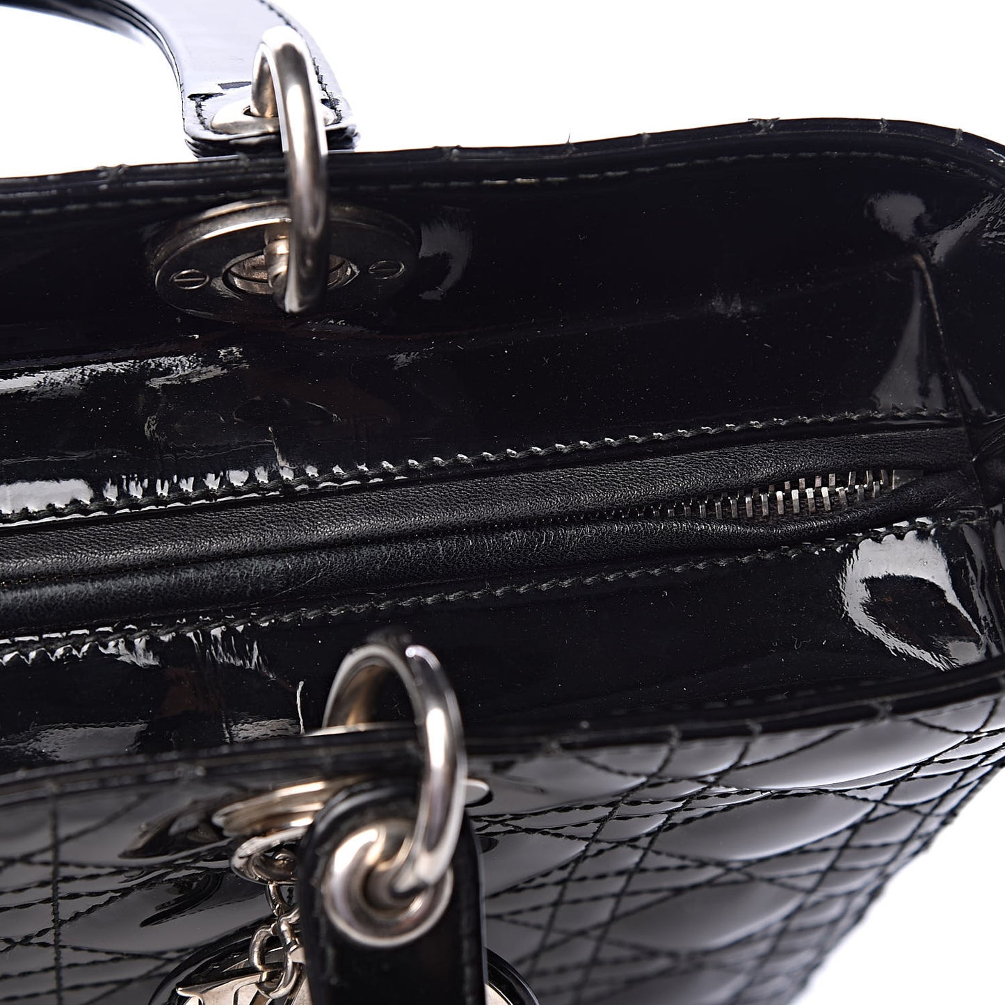Patent Cannage Large Lady Dior Black