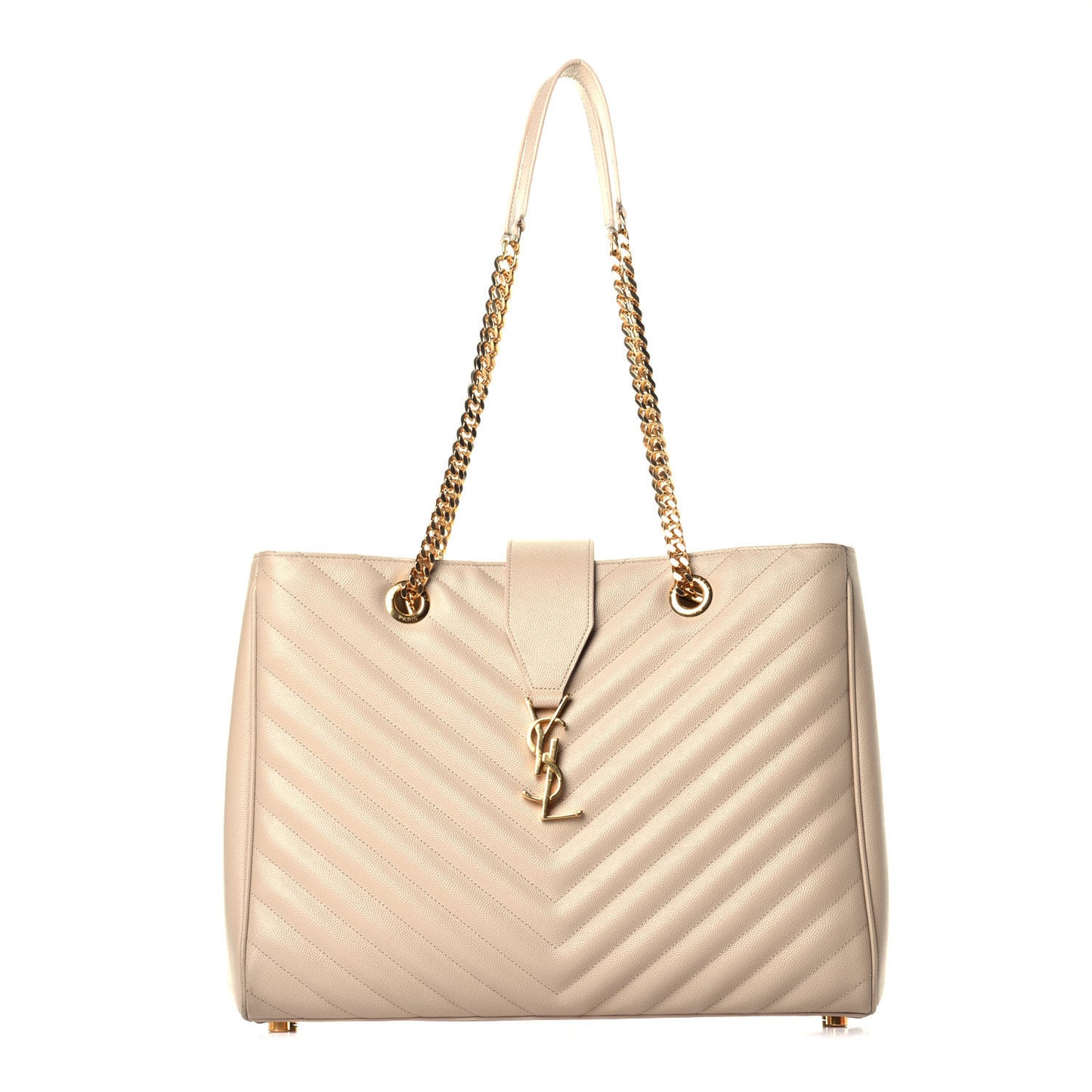 Grain De Poudre Matelasse Chevron Monogram Shopping Bag Nude Powder