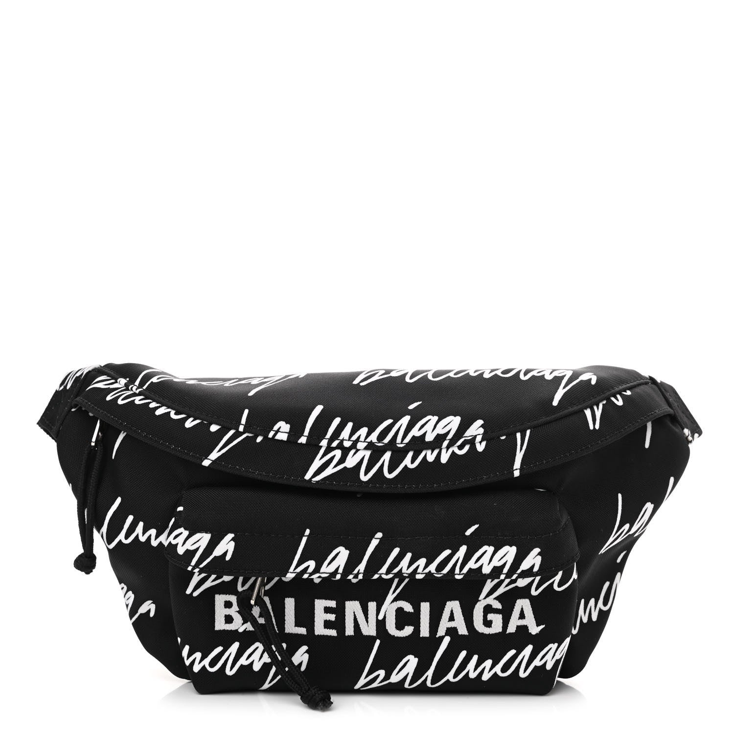 Balenciaga Recycled Sport Nylon Scribble Logo Wheel Beltpack Black White 1 of 10