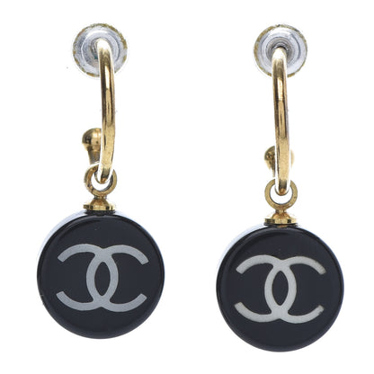 Chanel Enamel CC Dangle Earrings Gold Black 1 of 4