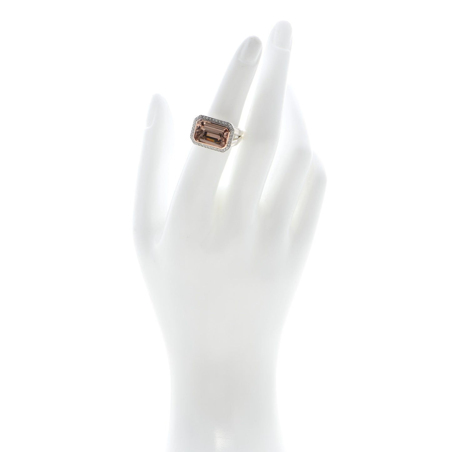 Sterling Silver Rose Gold Diamond Morganite Novella Statement Ring 52 6