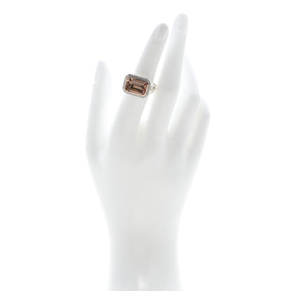 David Yurman Sterling Silver Rose Gold Diamond Morganite Novella Statement Ring 52 6 2 of 4