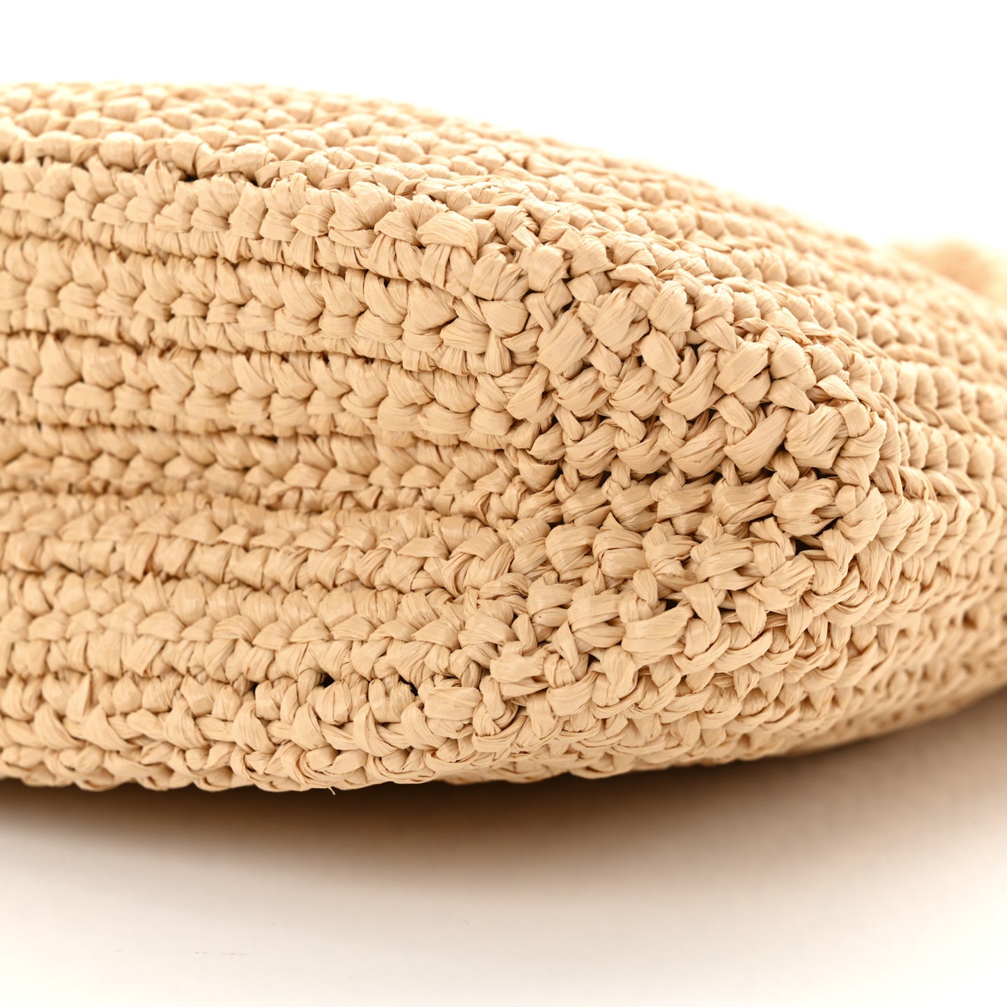 Yarn Raffia Effect Crochet Embroidered Small Logo Tote Naturale