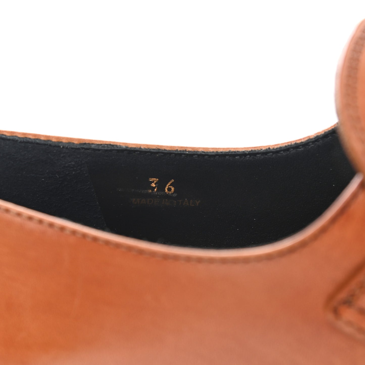 Calfskin Metal Triangle Logo Flow Heeled Loafers 36 Caramel