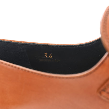 Prada Calfskin Metal Triangle Logo Flow Heeled Loafers 36 Caramel 15 of 18
