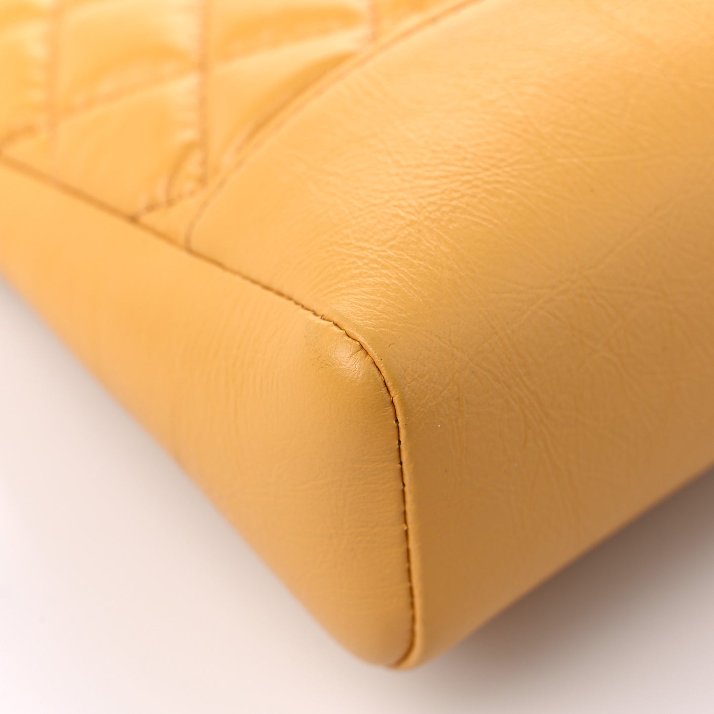 Shiny Crumpled Calfskin Quilted Mini 31 Shopping Bag Yellow