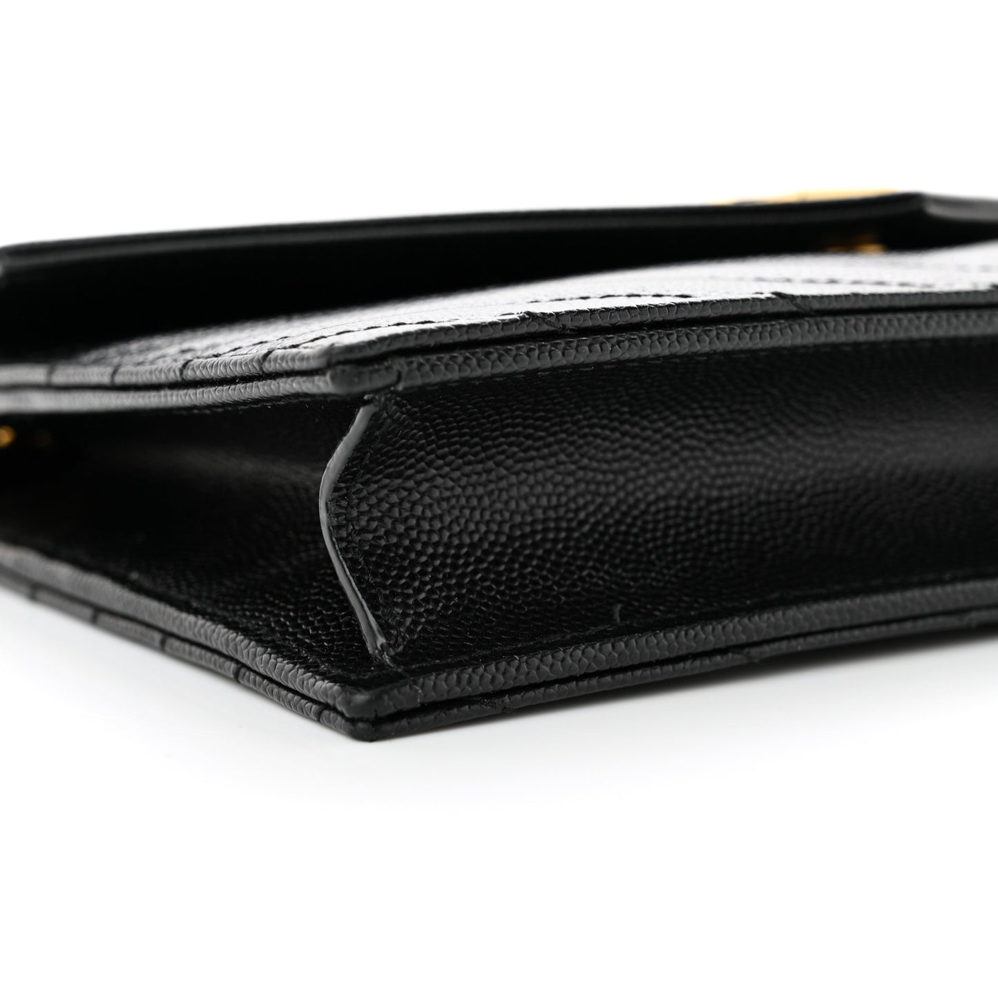 Grain De Poudre Matelasse Chevron Monogram Envelope Chain Wallet Black