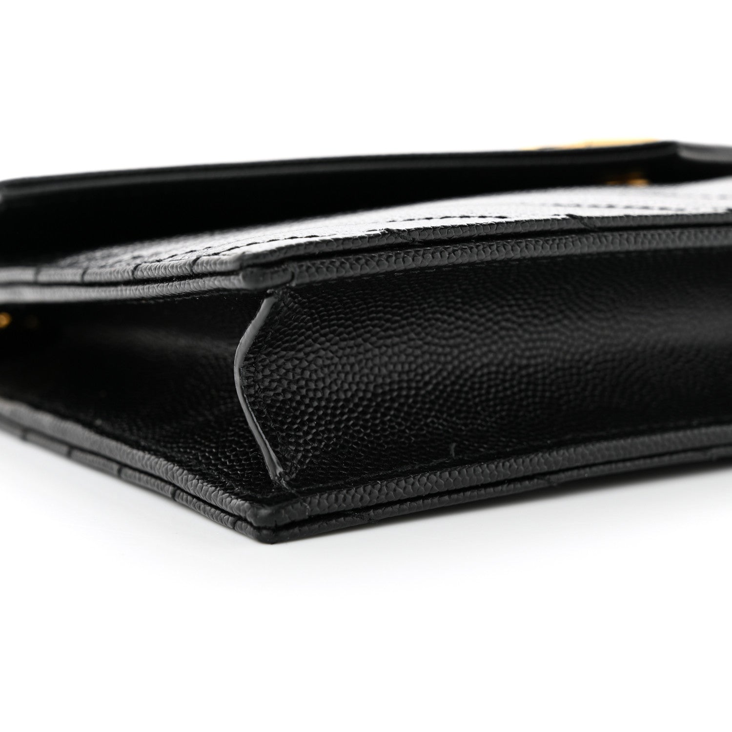 Saint Laurent Grain De Poudre Matelasse Chevron Monogram Envelope Chain Wallet Black 9 of 11