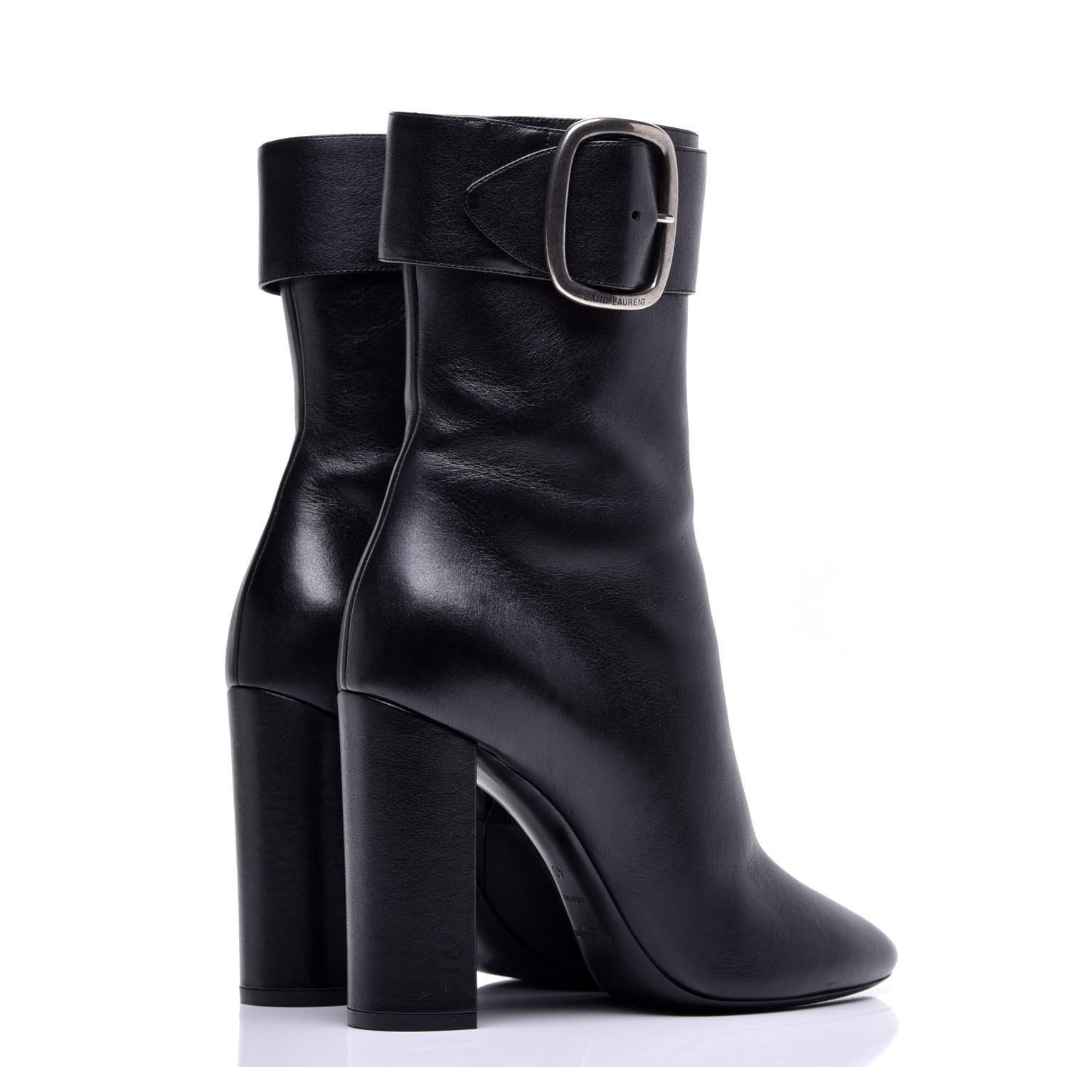 Saint Laurent Calfskin Joplin Buckle Booties 40 Black 4 of 10