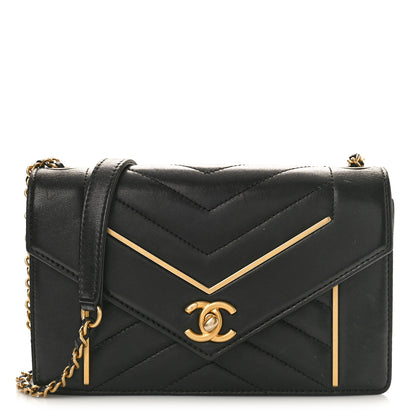 Chanel Lambskin Reversed Chevron Quilted Flap Black 1 of 10