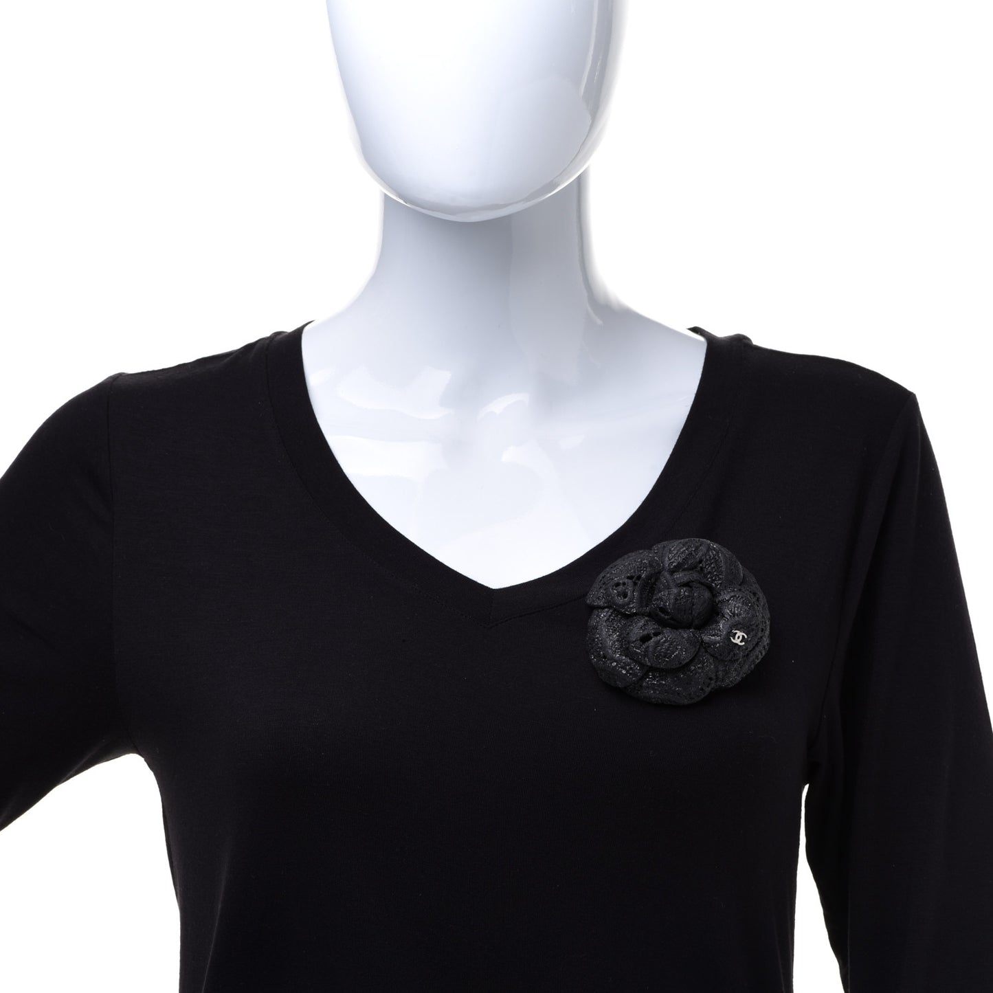 Fabric Camellia Pin Brooch Black