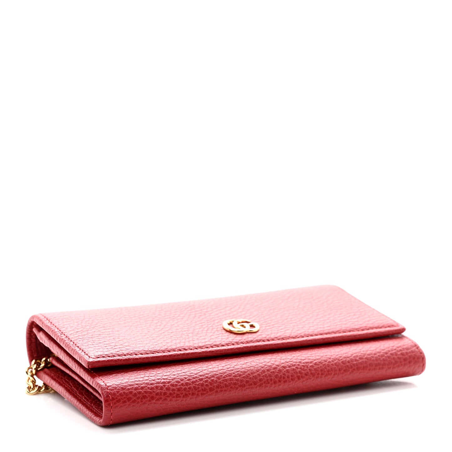 Dollar Calfskin Mini GG Marmont Chain Wallet Hibiscus Red