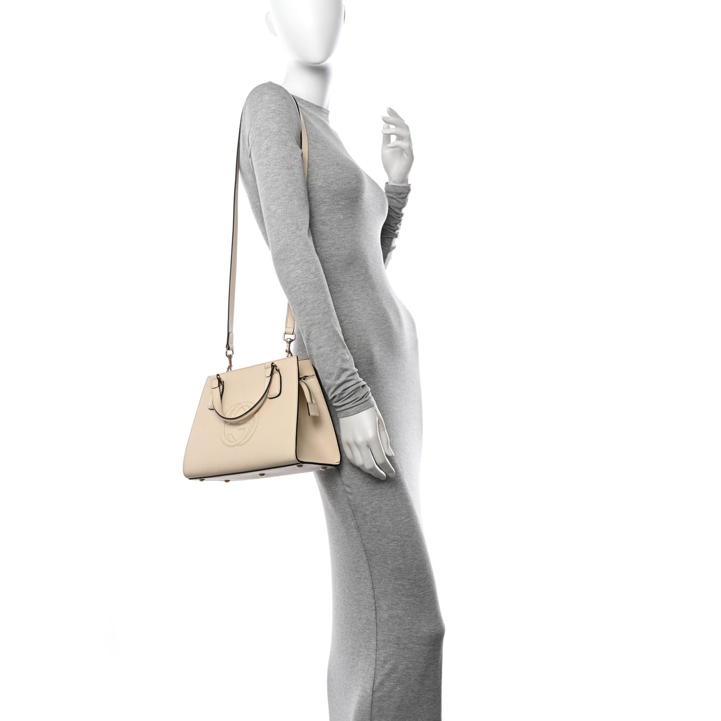 Dollar Calfskin Medium Soho Top Handle Satchel Ivoire