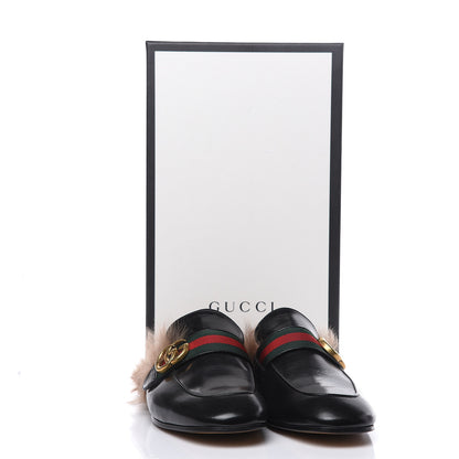 Gucci Goatskin Fur Web GG Mens Princetown Slippers 7 Black 9 of 9
