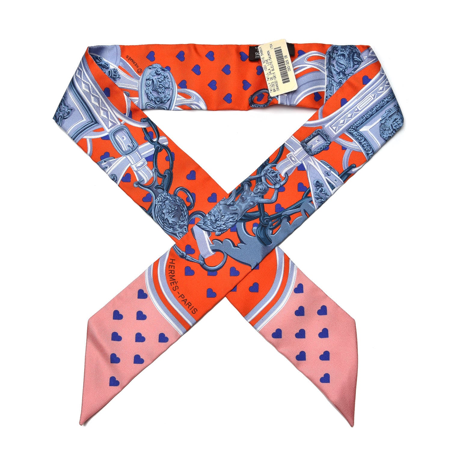 Hermes Silk Brides de Gala Love Twilly Orange Gris Bleuete Saumon 1 of 5