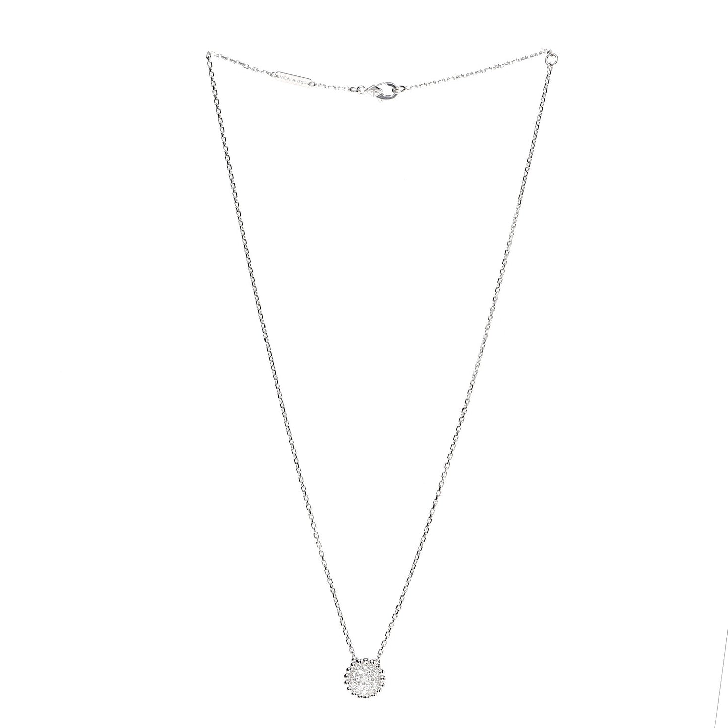 18K White Gold Diamond Perlee Pendant Necklace