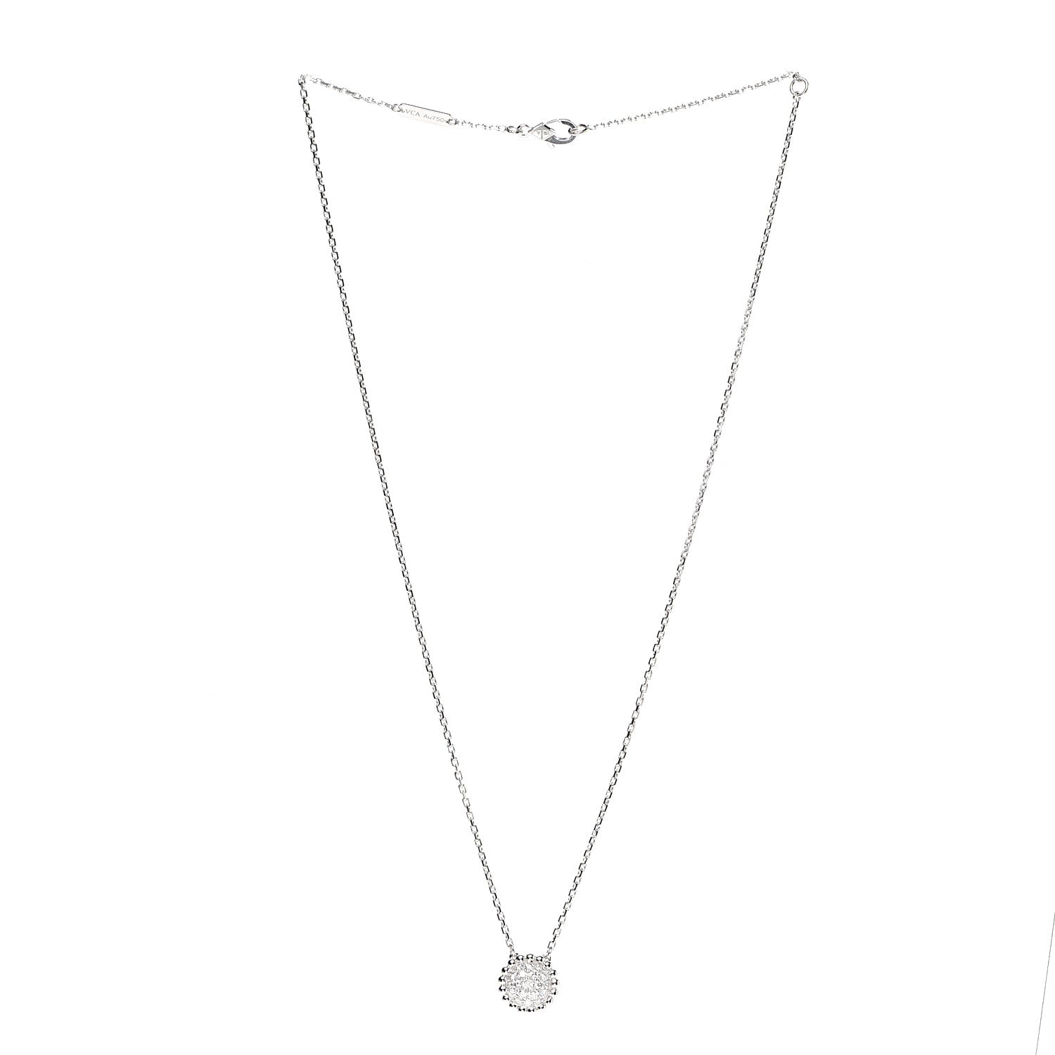 Van Cleef & Arpels 18K White Gold Diamond Perlee Pendant Necklace 3 of 9