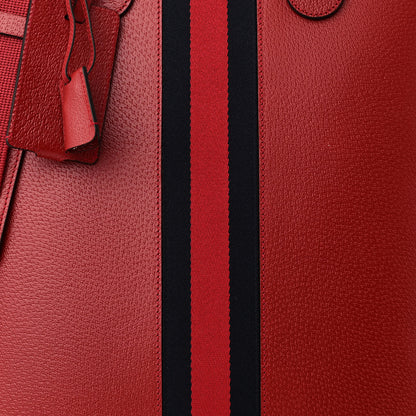 Gucci Textured Dollar Calfskin Web Small Savoy Bowling Tote Red 8 of 10