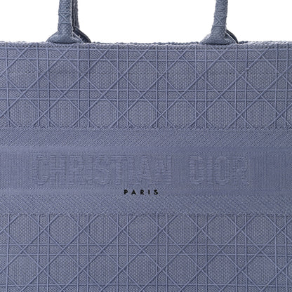 Christian Dior Embroidered Cannage Medium Book Tote Denim Blue 8 of 10