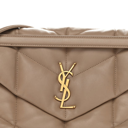 Saint Laurent Lambskin Quilted Medium Loulou Puffer Monogram Chain Satchel Dark Beige 8 of 11
