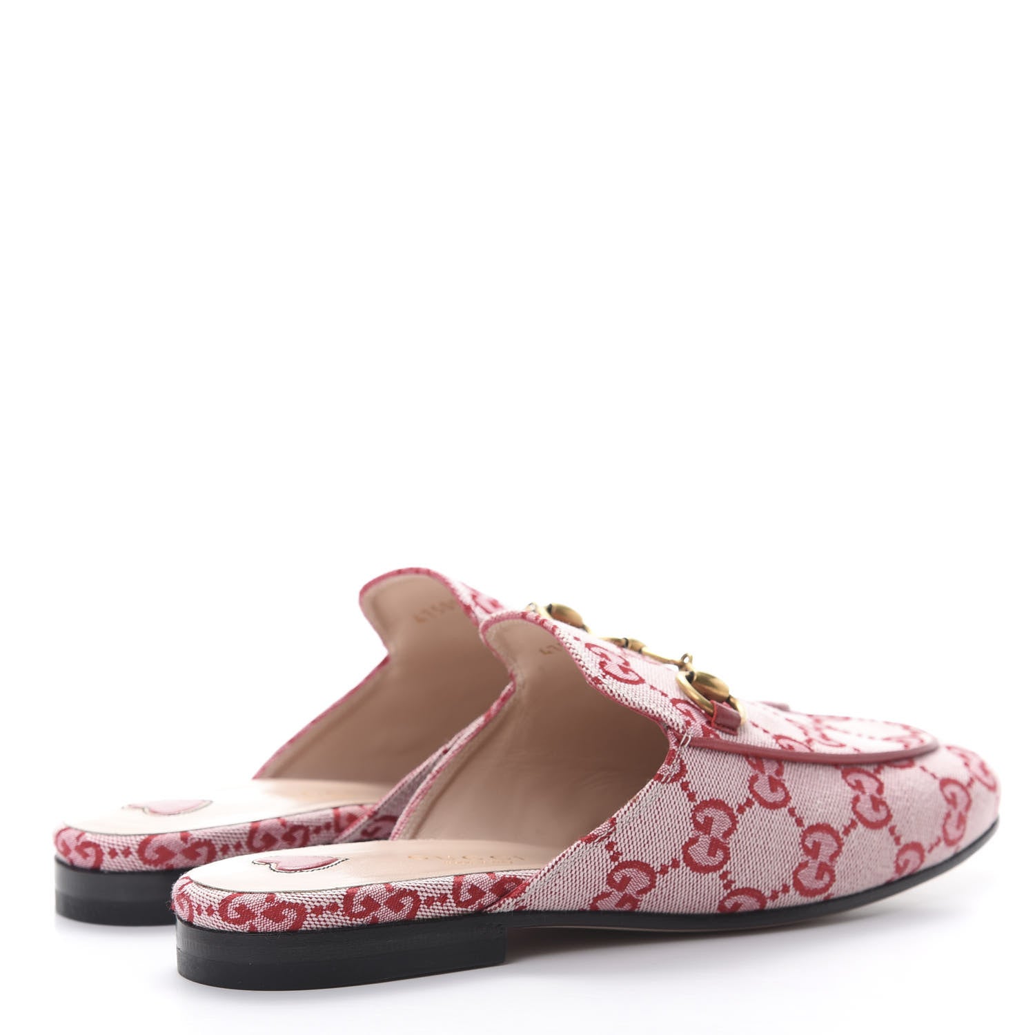 Gucci Canvas GG Monogram Horsebit Womens Princetown Slippers 35 Gardenia Hibiscus Red 4 of 8
