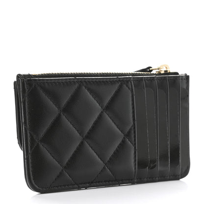 Chanel Lambskin Quilted Flap Zip Card Holder Black 3 of 8