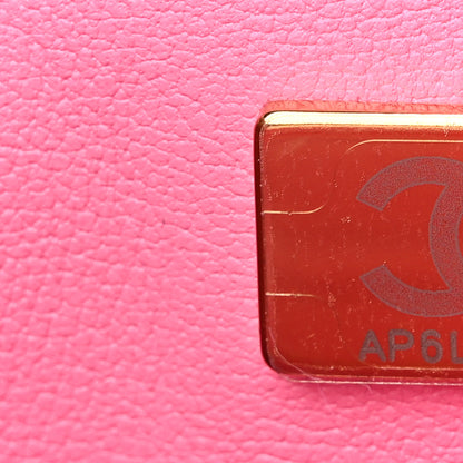 Chanel Lambskin Quilted Bi-Color Mini Top Handle Rectangular Flap Rose 6 of 9