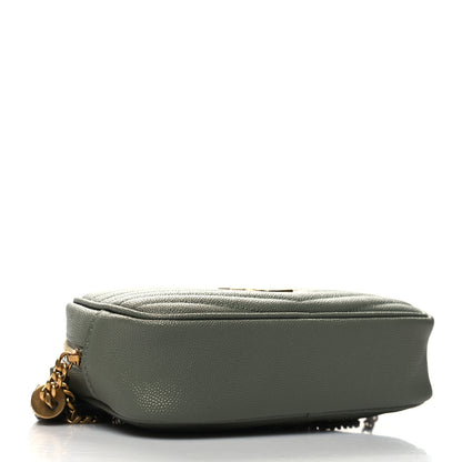 Saint Laurent Grain De Poudre Matelasse Monogram Mini Lou Camera Bag Light Sage 4 of 10