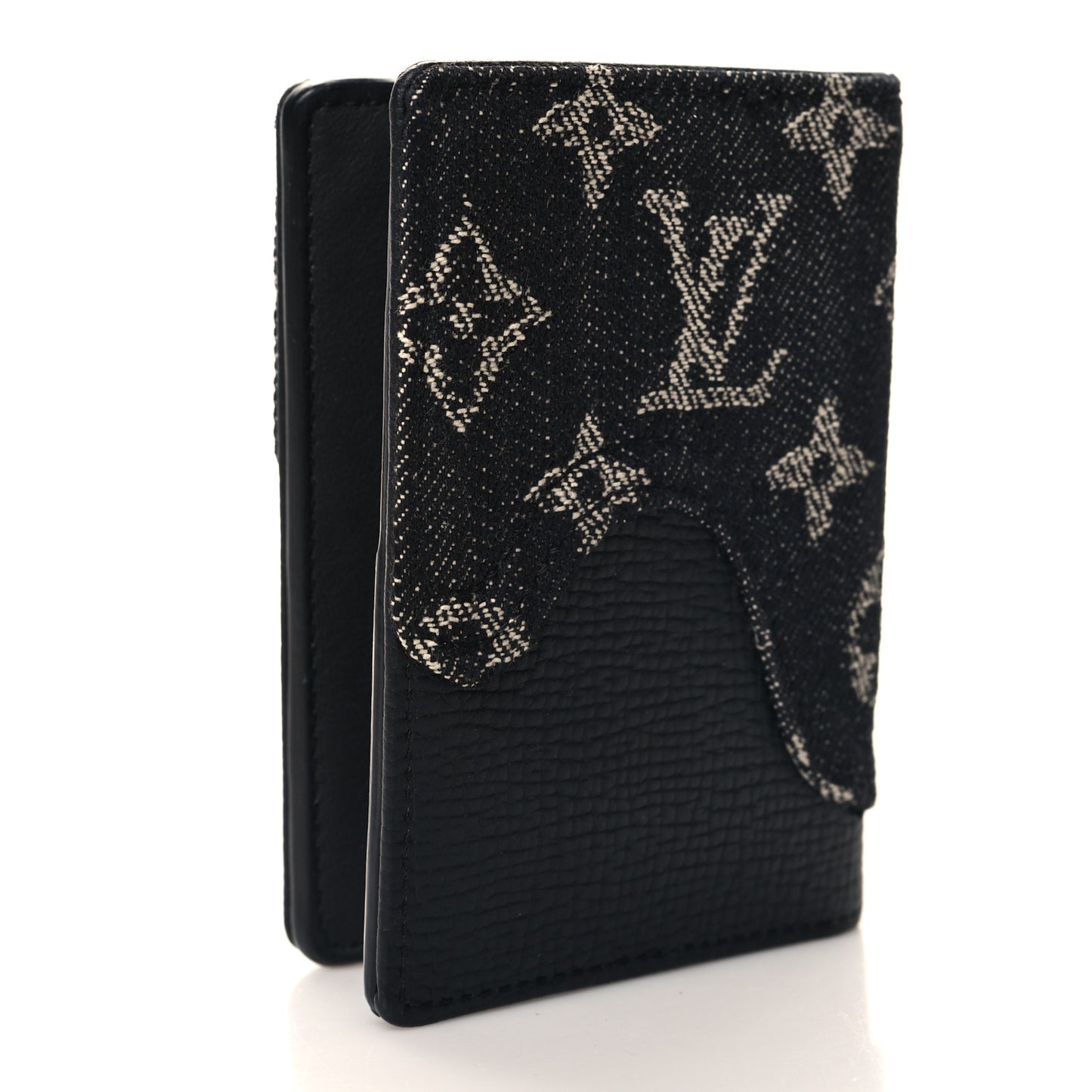 X NIGO Taurillon Monogram Denim Drip Pocket Organizer Black