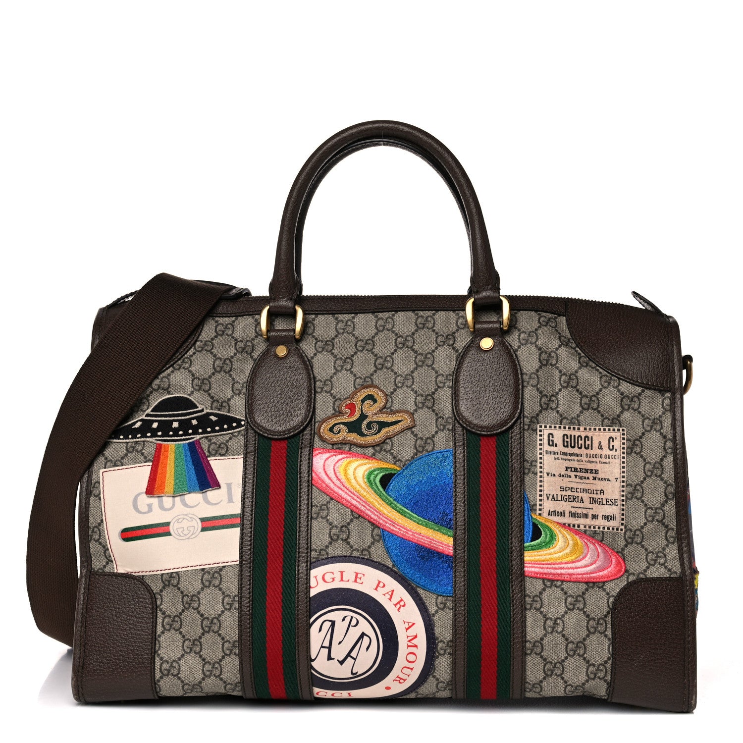 Gucci Soft GG Supreme Monogram Courrier Medium Duffle Bag Beige New Acero Multicolor 1 of 24