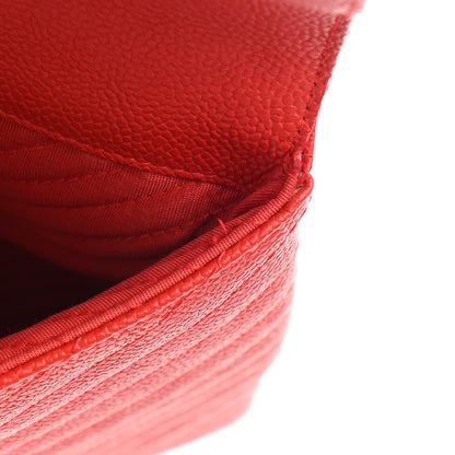 Chanel Calfskin Chevron Quilted Small Envelope Clutch Red 8 of 9