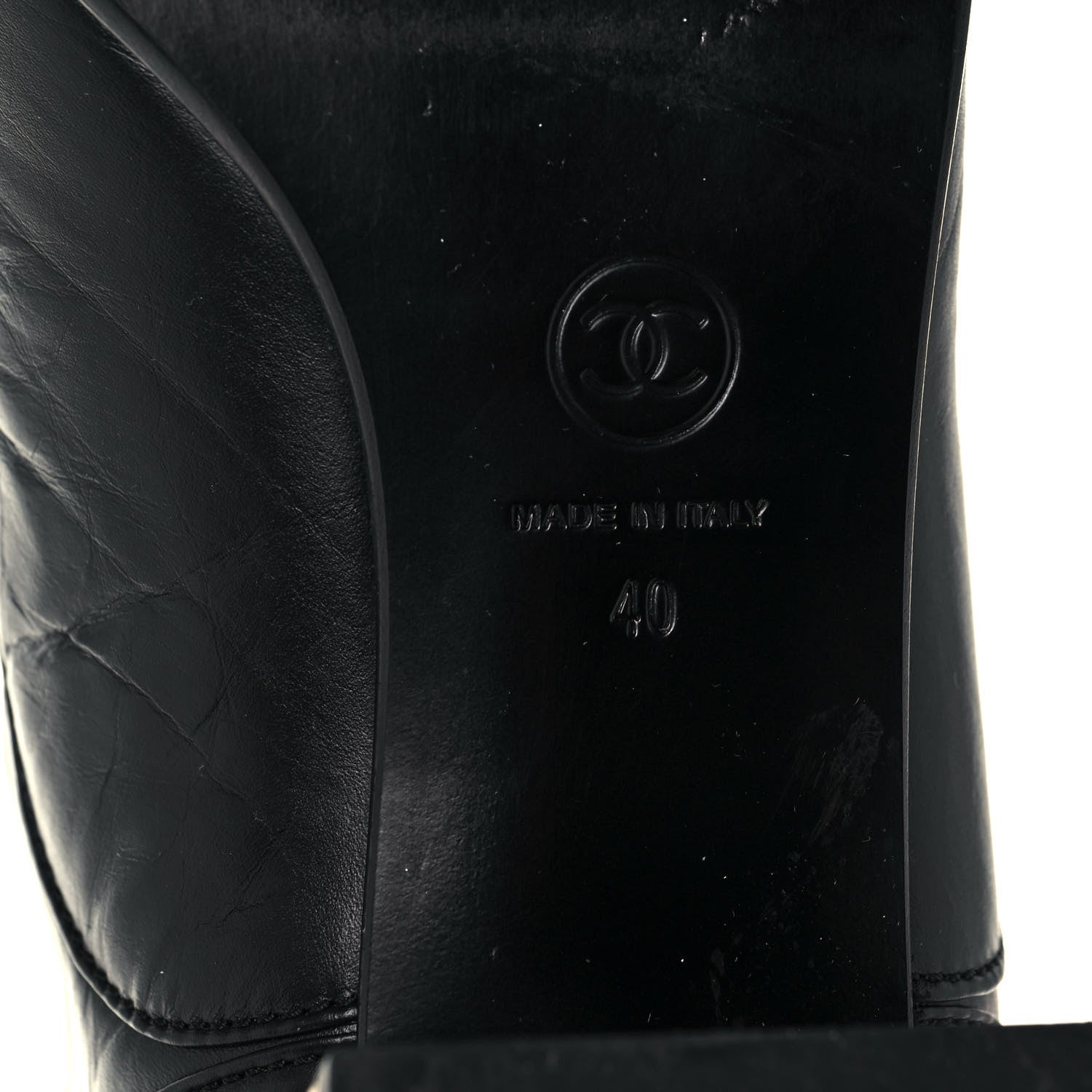 Chanel Calfskin Patent Pearl Short Boots 40 Black Gold 6 of 10