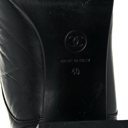 Chanel Calfskin Patent Pearl Short Boots 40 Black Gold 6 of 10