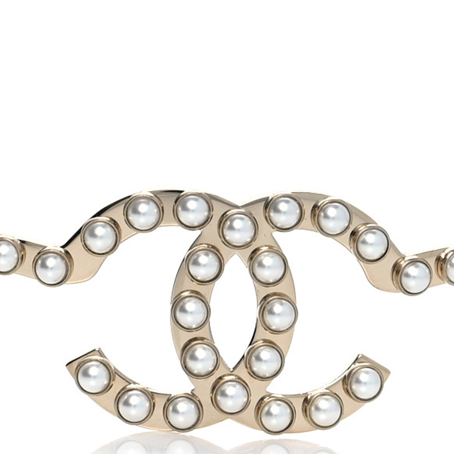 Chanel Metal Pearl CC Headband Light Gold 4 of 5