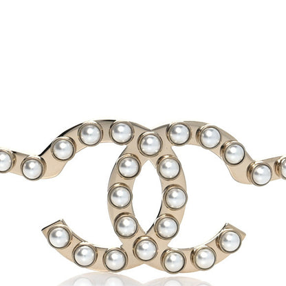 Chanel Metal Pearl CC Headband Light Gold 4 of 5