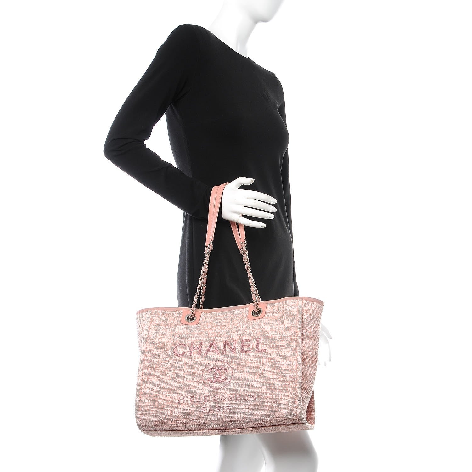 Chanel Canvas Deauville Small Tote Pink 2 of 14