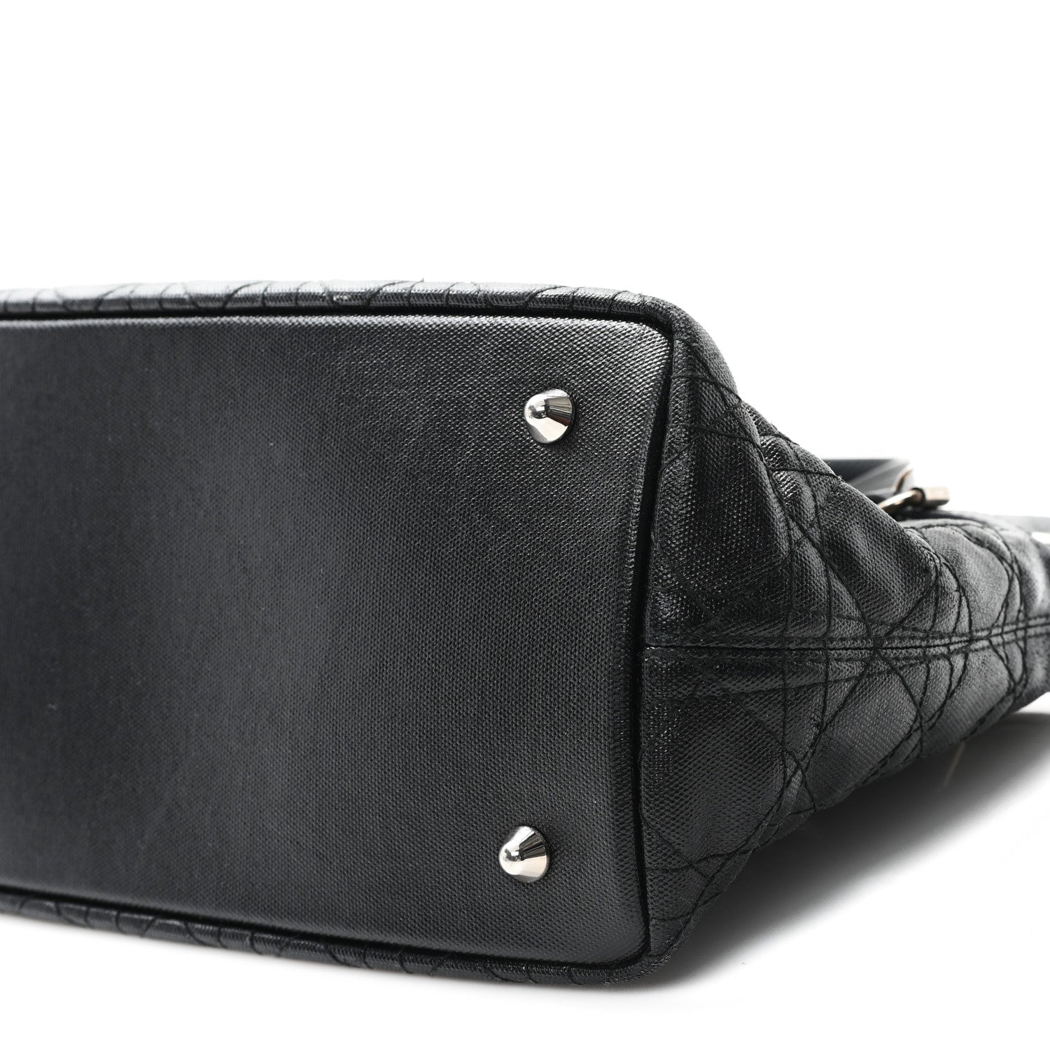 Christian Dior Coated Canvas Cannage Mini Panarea Tote Black 10 of 11