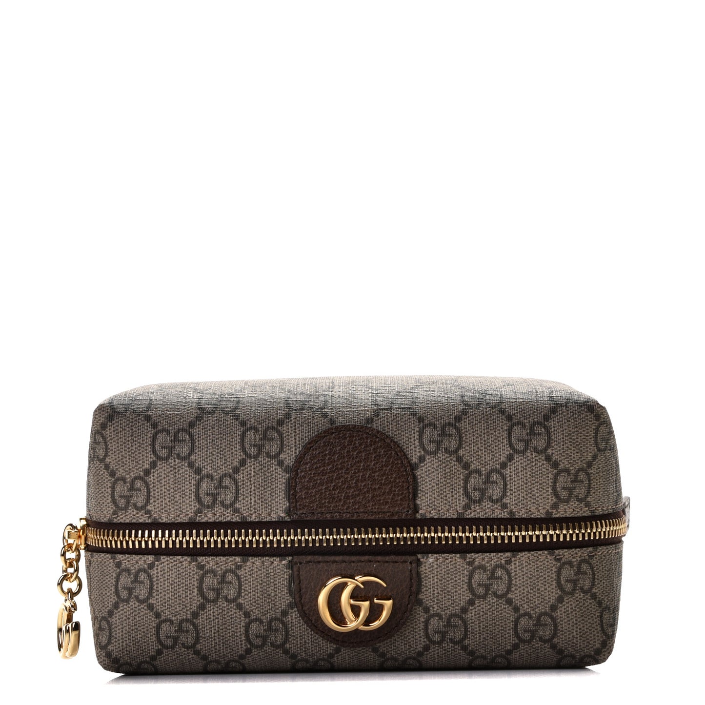Soft GG Supreme Monogram Calfskin Medium Ophidia Cosmetic Case Beige Ebony New Acero
