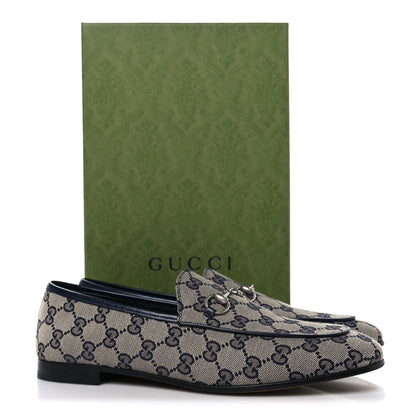 Gucci Monogram Malaga Kid Horsebit Womens Jordaan Loafers 40.5 Beige Blue 10 of 10