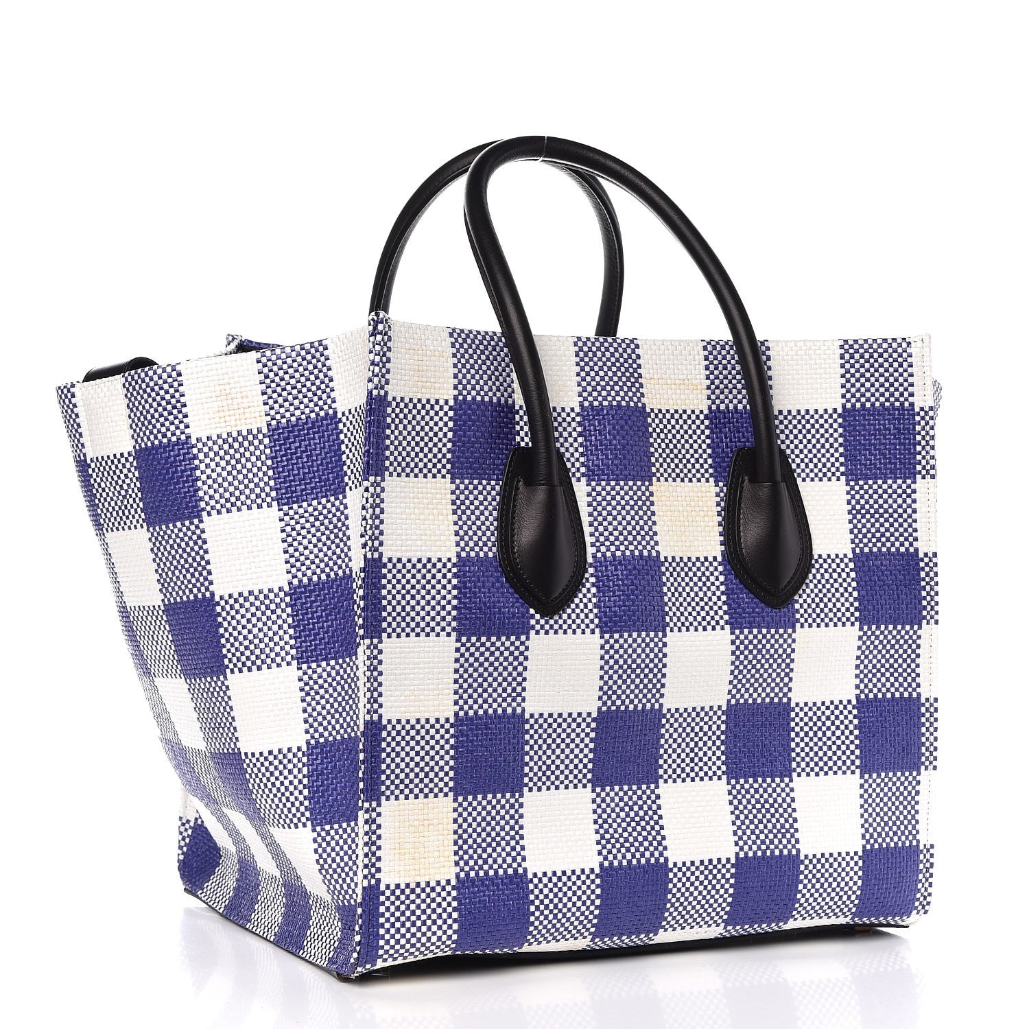 Celine Gingham Woven Medium Phantom Luggage Cobalt 2 of 9